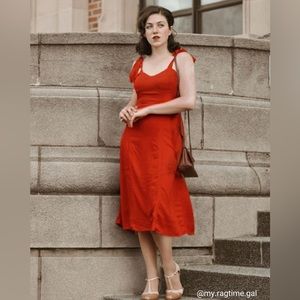 Rihoas Red Tie Strap Dress-NWT